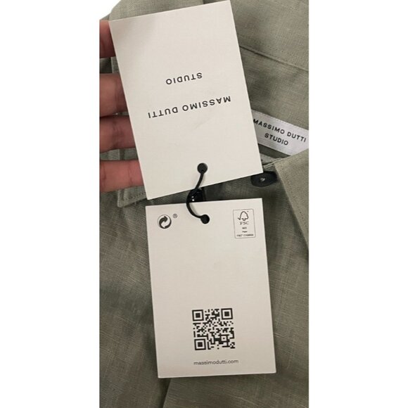 Massimo Dutti Studio Mens Dress Shirt Linen XL Green Gray 8411/840 NWT - Picture 5 of 14